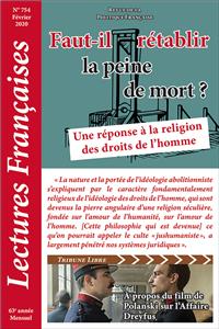 N° 754 - Février 2020 : Faut-il rétablir la peine de mort ? Une réponse à la religion des droits de l´homme